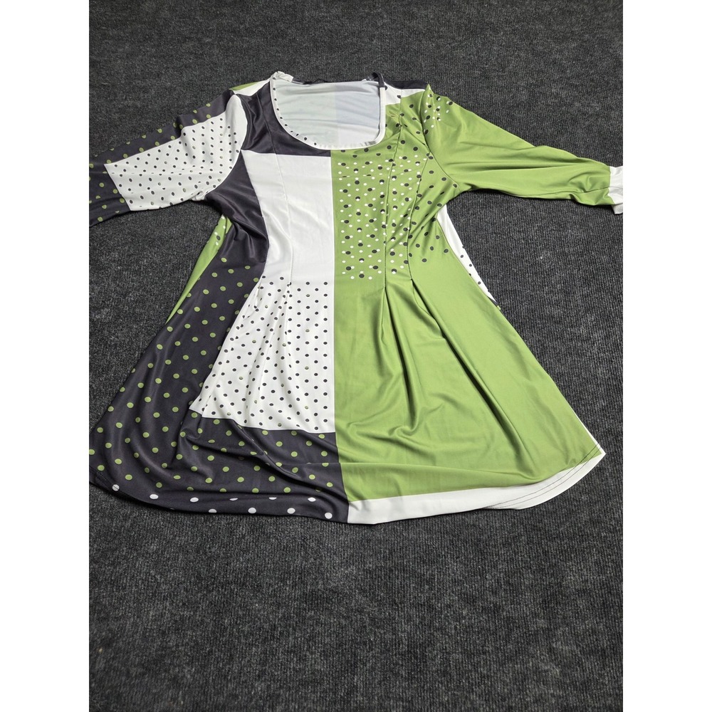 Lily by Firmana Womens Green Polka Dot Colorblock Tunic‎ Mini Dress Medium